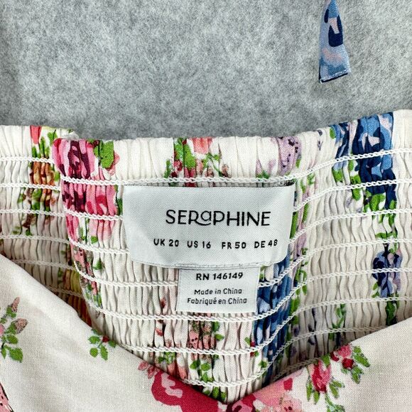 Seraphine Maternity Dress Womens 16 Floral Smocked Nursing Midi Spring Summer - Picture 8 of 16